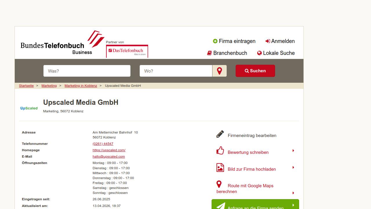 Upscaled Media GmbH in 56072, Koblenz