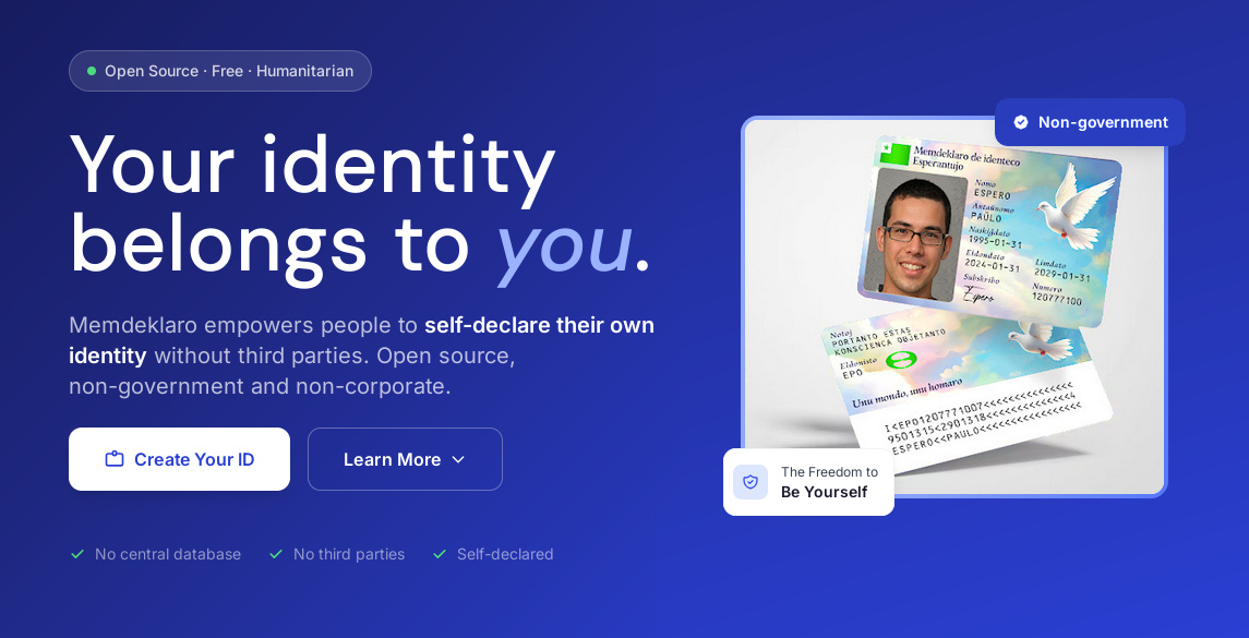 Memdeklaro - Self declaration of identity